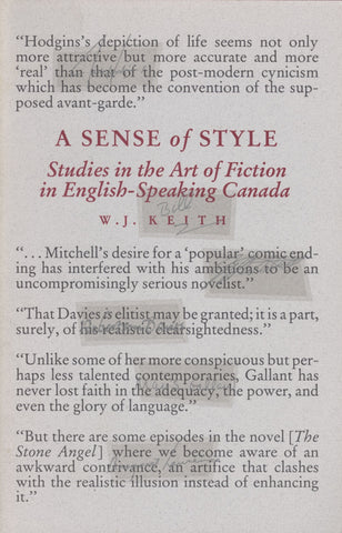 Sense Of Style: Studies in the Art of Fiction in English-Speaking Canada - ECW Press
 - 1