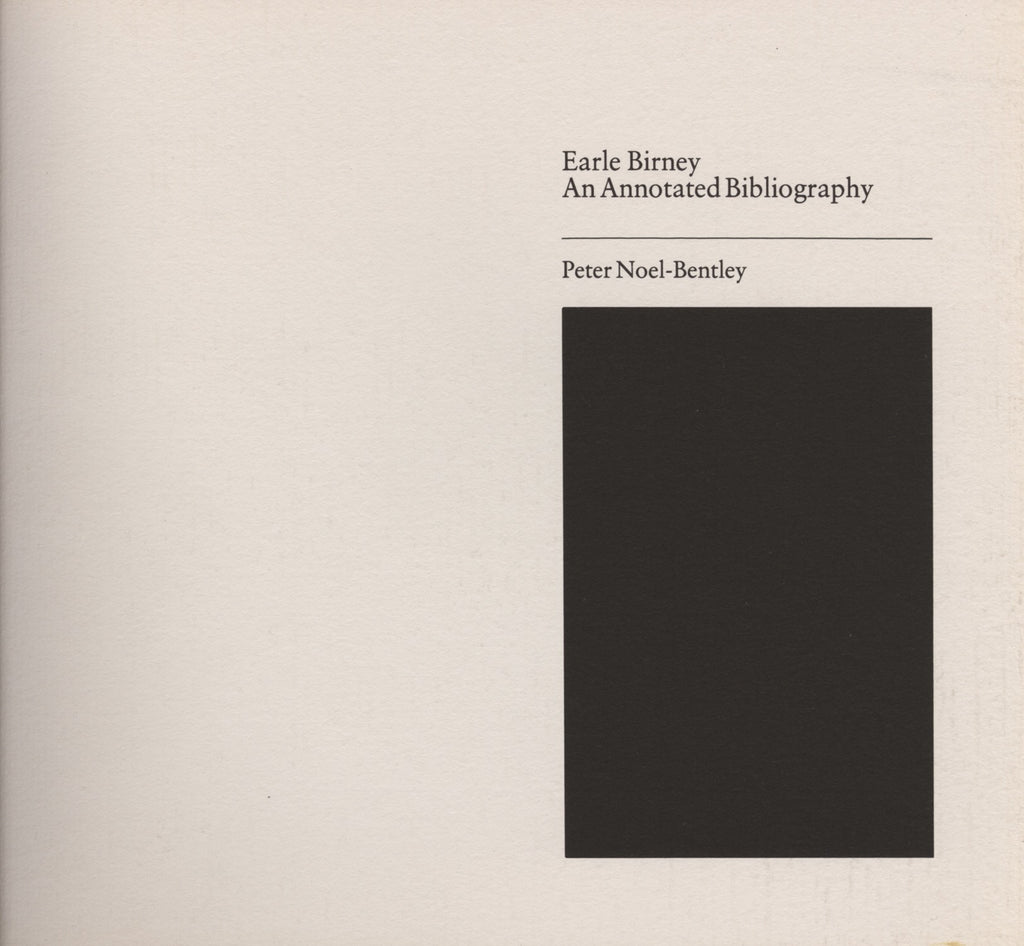 Annotated Bibliography of Earle Birney - ECW Press
