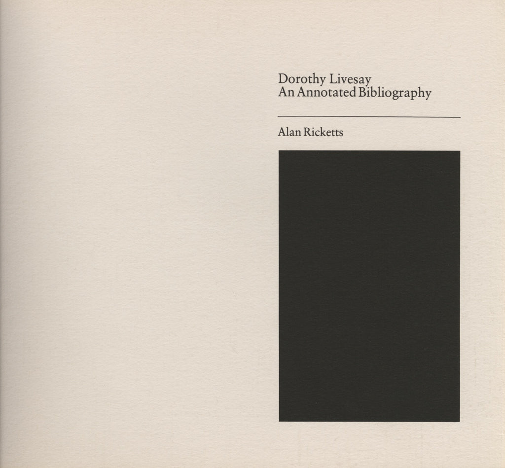 Annotated Bibliography of Dorothy Livesay by Ricketts, Alan, ECW Press